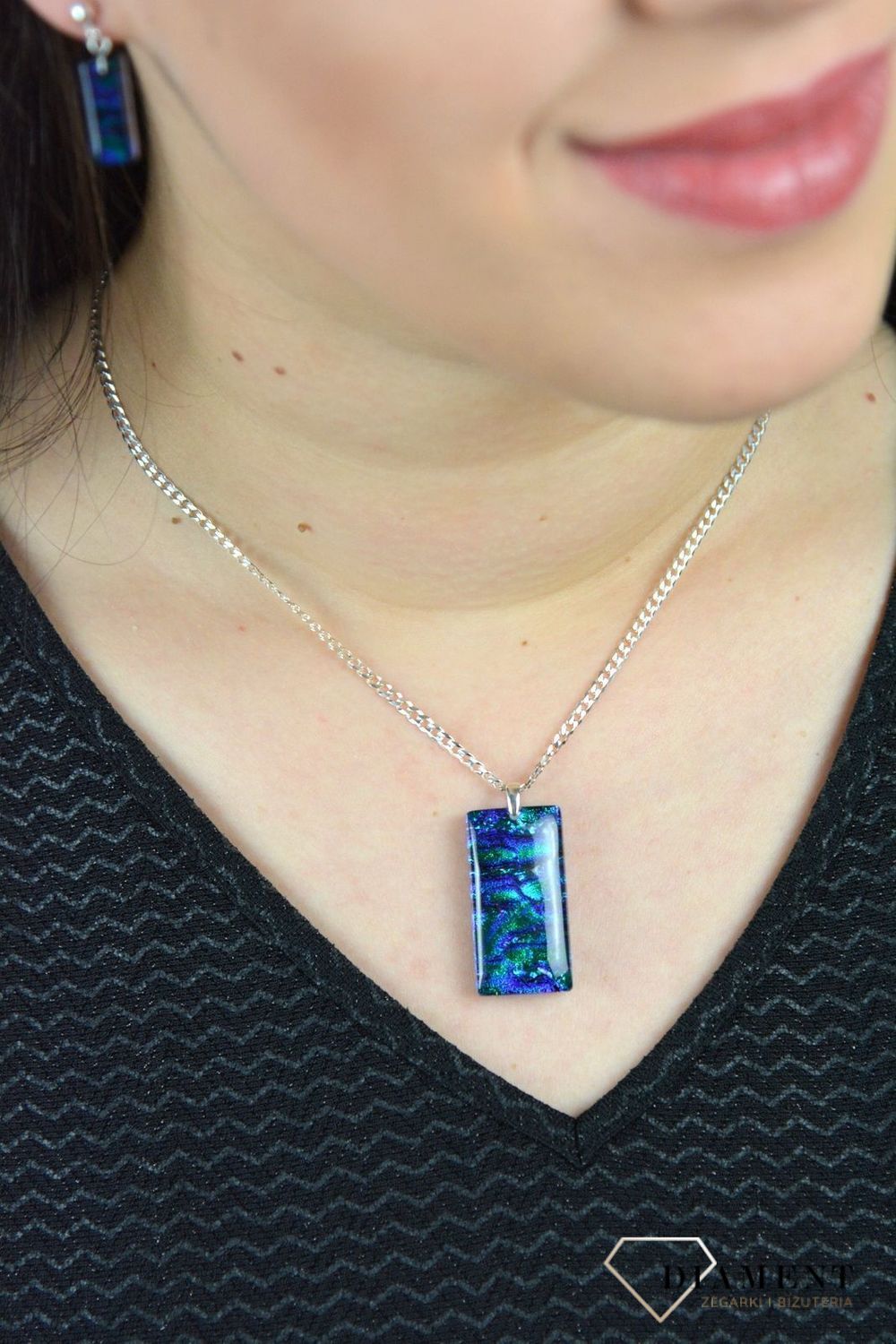 Zawieszka szkło weneckie 'Mieniąca się zieleń z fioletem' Murano 52.jpg